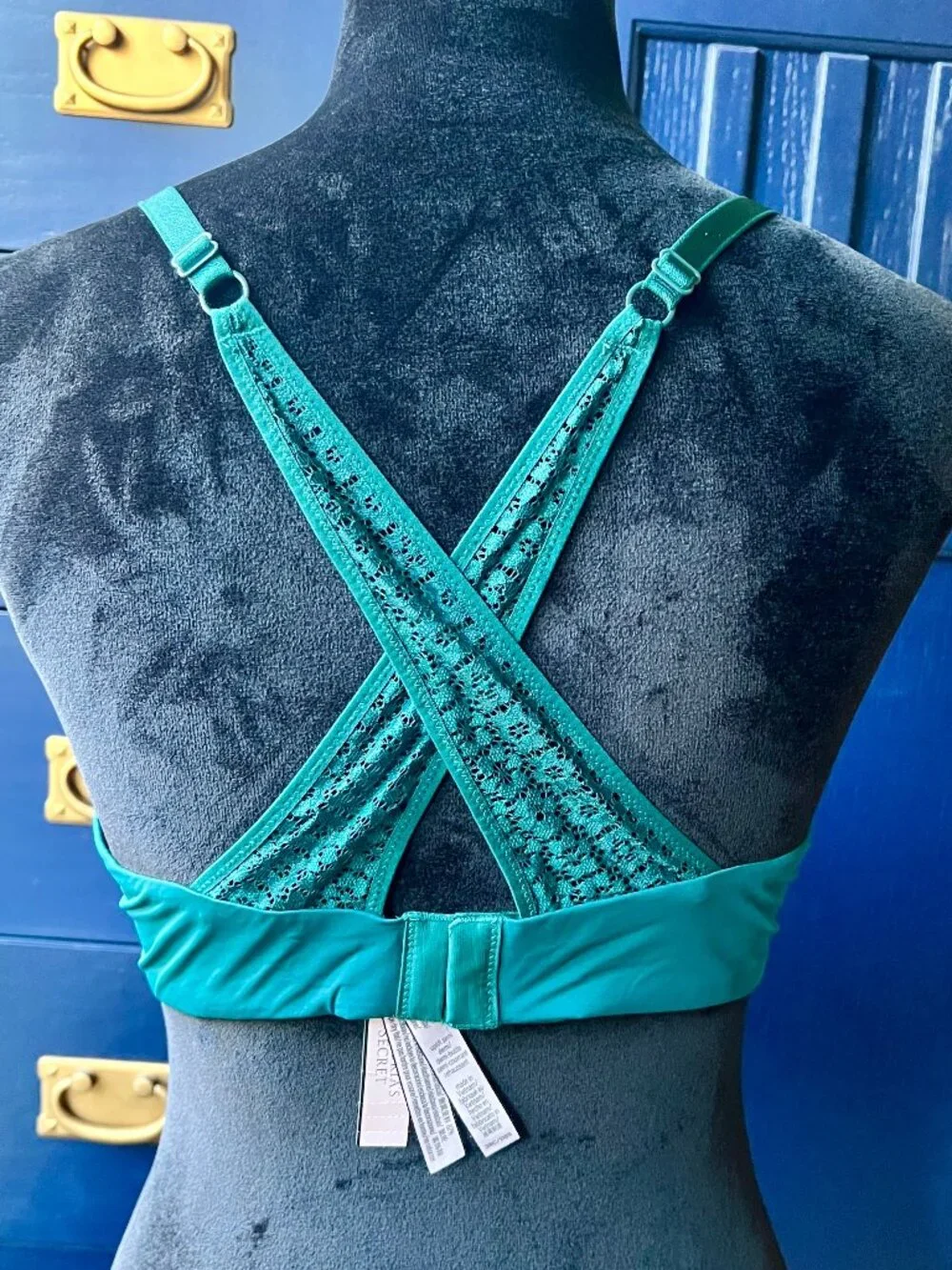 NWT Victoria's Secret Dark Teal Uplift Semi Demi Bra 38C Crossback Racerback